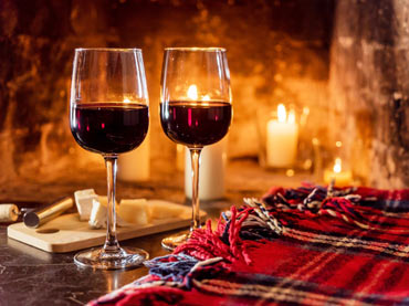 Wine and Fireplace